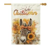 Fall Fun - Bandiere per la casa degli asini, 71 x 101 cm, double-face, per esterni, stampa con girasole autunnale in acquerello, bandiera verticale standard per la casa, bandiera per la casa, con