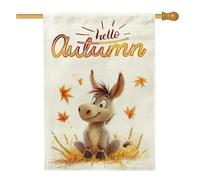 Fall Fun - Bandiere per la casa degli asini, 71 x 101 cm, per esterni, con foglie d'acero autunnali, bandiere verticali standard per la casa, graziose bandiere per la casa, per bambini, cortile