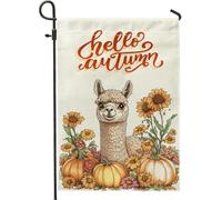 Fall Fun - Bandiere verticali da giardino in tela da giardino con alpaca, 30,5 x 45,7 cm, double face, per esterni, bandiera autunnale con stampa di zucca, fiori selvatici per la casa e per esterni