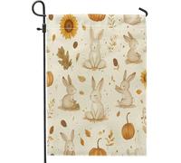 Fall Fun Bunny Front Yard Backyard Juta Verticale Giardino Bandiere 30,5 x 45,7 cm Double Face per Esterno, Autunno Bosco Casa Stampa Bandiera, Animale Kid Vintage Home Outdoor Pattern Flag