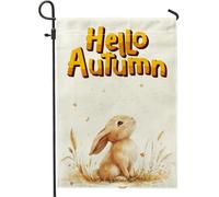 Fall Fun Bunny Front Yard Backyard Juta Verticale Giardino Bandiere da giardino 30,5 x 45,7 cm double face per esterno, autunno campo di grano Raccolto Casa Stampa Bandiera Animale Kid Home Outdoor