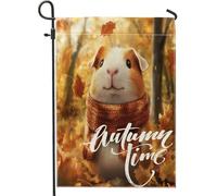 Fall Fun Guinea Pig Front Yard Backyard Juta Bandiere da giardino verticali 30,5 x 45,7 cm double face per esterno, autunno foresta foglia d'acero stampa casa bandiera anime, animale anime, casa