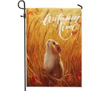 Fall Fun Guinea Pig Front Yard Backyard Juta bandiere verticali da giardino 30,5 x 45,7 cm su entrambi i lati per esterni, pittura a olio con stampa scenica per la casa, bandiera autunnale con animali