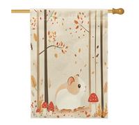 Fall Fun Guinea Pig House Bandiere 71 x 101 cm per esterno, autunno bosco standard verticale lino casa, animale bambino vintage cortile cortile stampa bandiere all'aperto