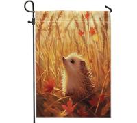 Fall Fun Hedgehog Front Yard Backyard Juta Verticale Giardino Bandiere 30,5 x 45,7 cm Double Face per Esterno, Pittura a Olio Scenic Home Print Flag, Autunno Animale Casa Outdoor Pattern Bandiera