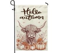 Fall Fun Highland Cow Front Yard Backyard Bandiere verticali da giardino 30,5 x 45,7 cm su entrambi i lati per esterni, bandiera autunnale Vimtage Zucca Home Print Flag, Wildflower Home Outdoor