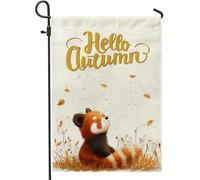 Fall Fun Red Panda - Bandiere verticali da giardino in iuta, 30,5 x 45,7 cm, double face, per esterni, campo di grano autunnale, raccolta casa, bandiera con motivo animale per bambini