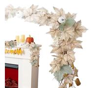 Fall Garland For Mantle - 5.6FT All-Weather Pumpkin Halloween Garland With Berries -Multifunctional Seasonal Decor For Campfire Festival Table Courtyard Autumn Porch Bookshelf