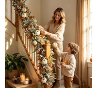 Fall Garland For Mantle - 6ft Thanksgiving Harvest Table Centerpiece | | Premium Fall Garland for Mantle 6ft Thanksgiving Harvest Table Centerpiece with Maple Leaves Autumn Home Decor Set