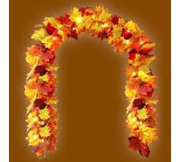 Fall Garland, PP 68,9 pollici | Artificiale Autumn Foliage with LED Maple Leaf Vine, Fall Hanging Plant for Home Garden Thanksgiving Harvest Halloween Christmas Party Farmhouse Porch Mantle Stairs