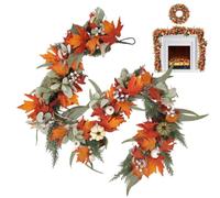 Fall Garland - Silk Foam PP 6ft Artificial Autumn Maple Leaves Pumpkin