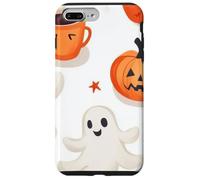 Fall Ghost Pumpkin with Coffee Mugs Halloween Ghosts Coffee Custodia per iPhone 7 Plus/8 Plus