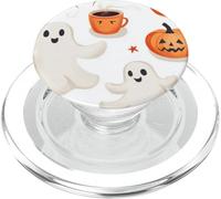Fall Ghost Pumpkin with Coffee Mugs Halloween Ghosts Coffee PopSockets PopGrip per MagSafe