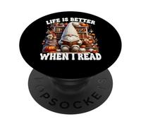 Fall Gnome For Book Lover Teacher Life Is Better When I Read PopSockets PopGrip Adesivo
