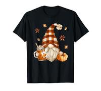 Fall GNOME in Autumn Buffalo Plaid Who Loves Pumpkin Spice Maglietta