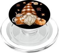 Fall Gnome In Autumn Buffalo Plaid Who Loves Pumpkin Spice PopSockets PopGrip per MagSafe