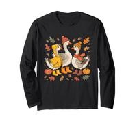 Fall Goose Autumn Pumpkins And Woodland Leaves Maglia a Manica