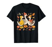 Fall Goose Autumn Pumpkins And Woodland Leaves Maglietta
