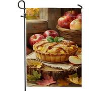 Fall Harvest Fruits Pie Warm Red Fruit Bandiera Resistente Alle Intemperie Bandiere Durevole Flag Per Decorazione Cortile Giardino 30X45Cm