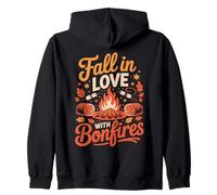 Fall in Love with Bonfires Cozy Vibes Felpa con Cappuccio