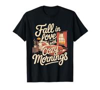 Fall in Love with Cozy Mornings Autumn Bedroom Scene Maglietta