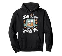 Fall in Love with Fresh Air Autumn Window Leaves Felpa con Cappuccio