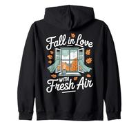 Fall in Love with Fresh Air Autumn Window Leaves Felpa con Cappuccio