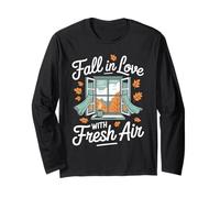Fall in Love with Fresh Air Autumn Window Leaves Maglia a Manica
