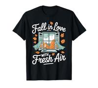 Fall in Love with Fresh Air Autumn Window Leaves Maglietta