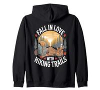 Fall in Love with Hiking Trails Forest Sunset Felpa con Cappuccio