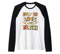 Fall in Love with Math Thanksgiving Teacher Autumn Math Maglia con Maniche Raglan