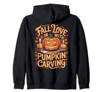 Fall in Love with Pumpkin Carving Halloween Felpa con Cappuccio