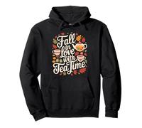 Fall in Love with Tea Time Autumn Leaves Felpa con Cappuccio