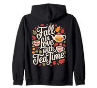 Fall in Love with Tea Time Autumn Leaves Felpa con Cappuccio
