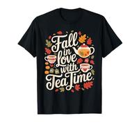 Fall in Love with Tea Time Autumn Leaves Maglietta
