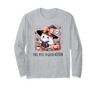 Fall Into a Good Book Cute Ghost Reading Lovers Books Coffee Maglia a Manica