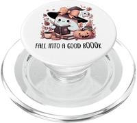 Fall Into a Good Book Cute Ghost Reading Lovers Books Coffee PopSockets PopGrip per MagSafe