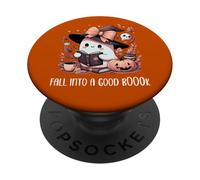 Fall Into a Good Book Ghost Reading Lovers Books and Coffee PopSockets PopGrip Adesivo