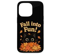 Fall Into Fun Black Cat Autumn Leaves Cute Design Custodia per iPhone 13 Pro