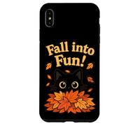 Fall Into Fun Black Cat Autumn Leaves Cute Design Custodia per iPhone XS Max