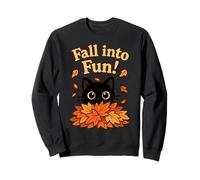 Fall Into Fun Black Cat Autumn Leaves Cute Design Felpa