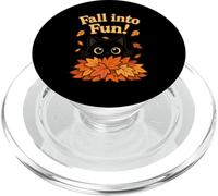 Fall Into Fun Black Cat Autumn Leaves Cute Design PopSockets PopGrip per MagSafe