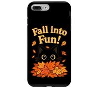 Fall Into Fun - Gatto nero con foglie autunnali Custodia per iPhone 7 Plus/8 Plus