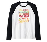 Fall IS for Warm Hugs Vero Crime caffè Zucca Spice Meme Maglia con Maniche Raglan
