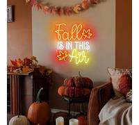 Fall Is In This Air Leaf Insegna al neon personalizzata Autunno LED Luce al neon Autunno Autunno Decorazione da parete Casa del Ringraziamento Decorazione da parete Cartello da giardino