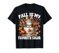 Fall Is My Favorite Color Autumn Thanksgiving Fall Cat Mom Maglietta