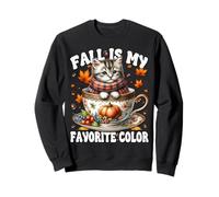 Fall Is My Favorite Color Kitten in Knitted Scarf Cute Cat Felpa