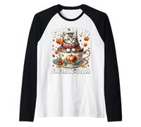 Fall Is My Favorite Color Kitten in Knitted Scarf Cute Cat Maglia con Maniche Raglan