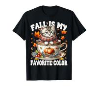 Fall Is My Favorite Color Kitten in Knitted Scarf Cute Cat Maglietta