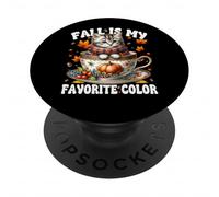 Fall Is My Favorite Color Kitten In Knitted Scarf Cute Cat PopSockets PopGrip Adesivo